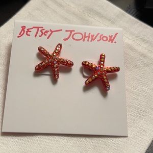 Betsey Johnson Pink Crystal Adorned Starfish Stud